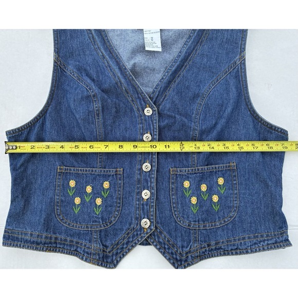 Pellini Blues Flower Embroidered Vest Womens Size 12 Blue Sleeveless Rustic - Picture 3 of 6